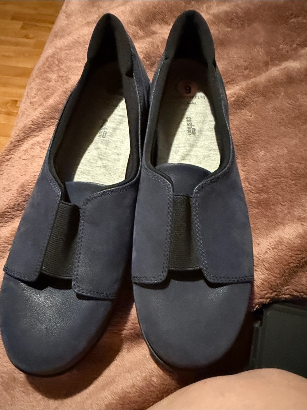 Cloudsteppers by Clarks Navy Blue Slip-On Flats